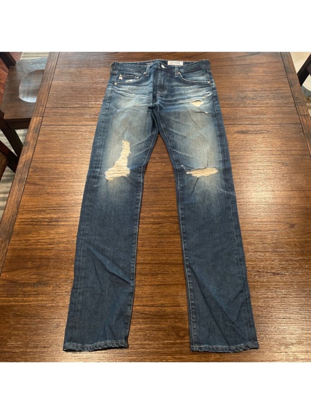AG Nomad Slim Jean 32x34 Medium 14 Yr Wash Ripped Distressed Faded AG-Ed Denim